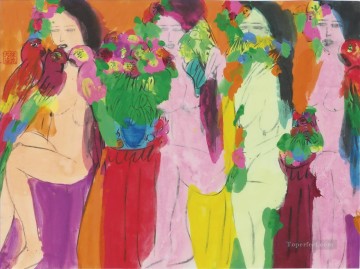 Four Ladies Modern Oil Paintings